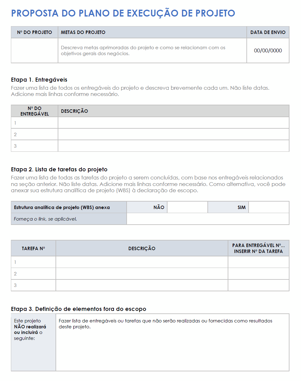 Proposta de Plano de Execução do Projeto