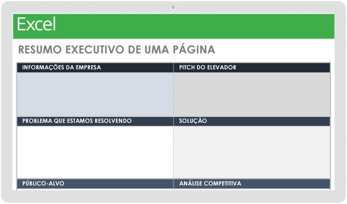 Modelo de Resumo Executivo de Uma Página