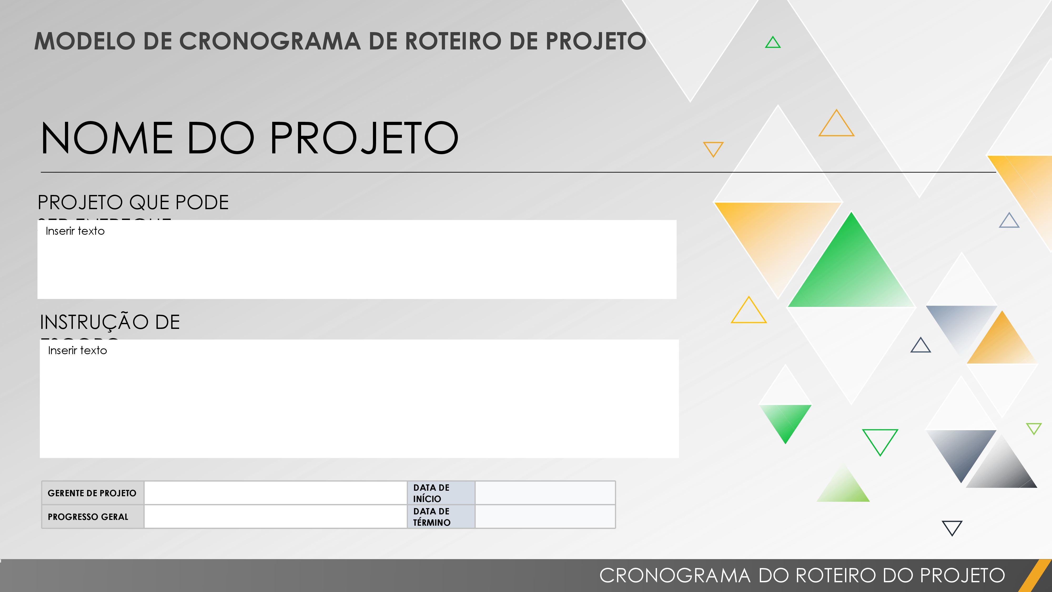 Modelo de Cronograma de Roteiro do Projeto