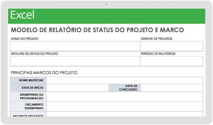 Relatório de status e marcos do projeto