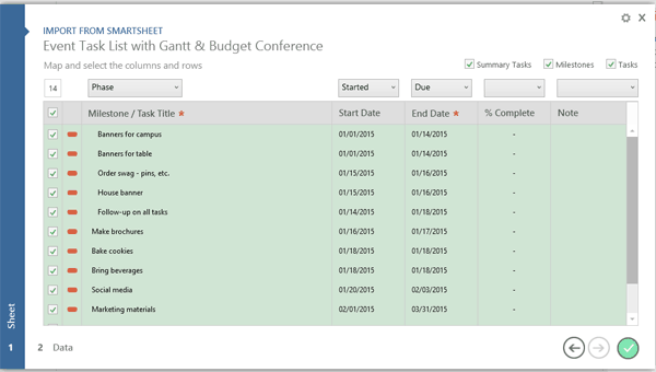 Office Timeline e Smartsheet